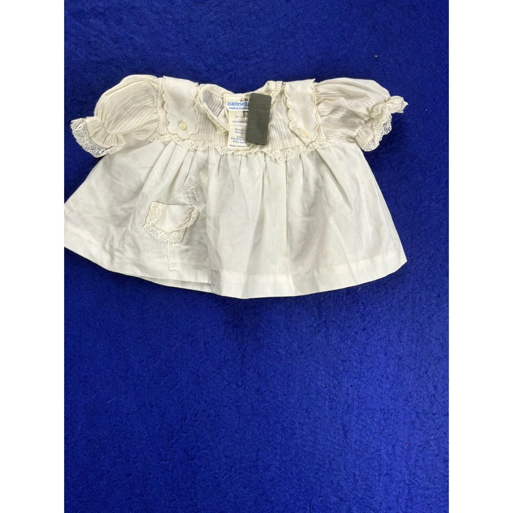 Vintage Baby Nannette Lace Trim Dress Size 0-3 Months White